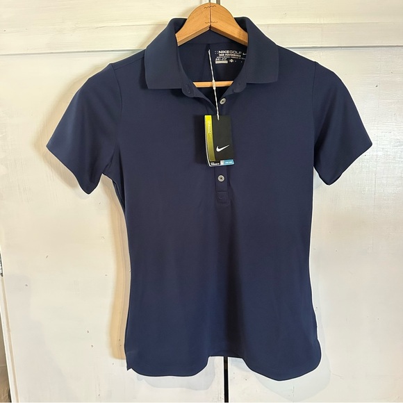 NWT Nike Dark Blue Women's 1/4 Button Down Collared  Short Sleeve Dri Fit Shirt - Picture 5 of 16